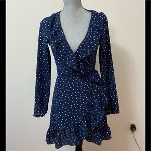 2/$10 Navy Blue with White Stars Mini Wrap Dress